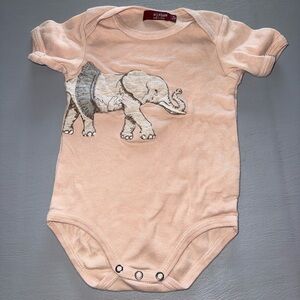 Milkbarn Peach Elephant Bodysuit‎